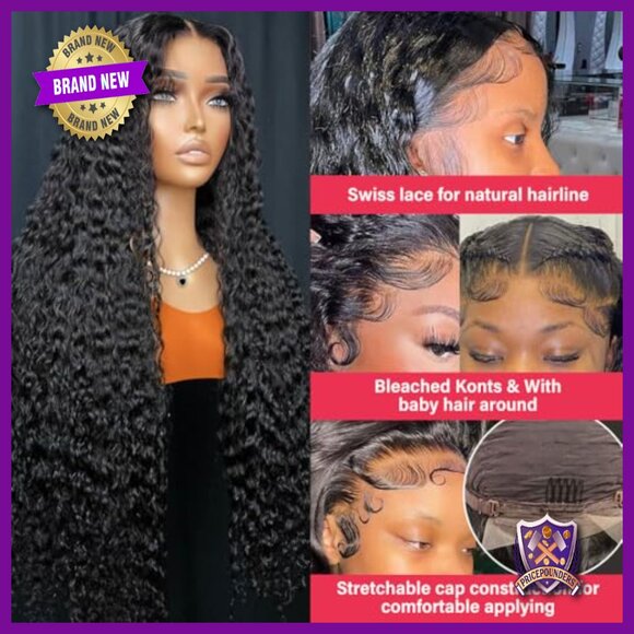 28 Inch Deep Wave Lace Front Wig Human Hair 200% Density Pre-Plucked main image 5